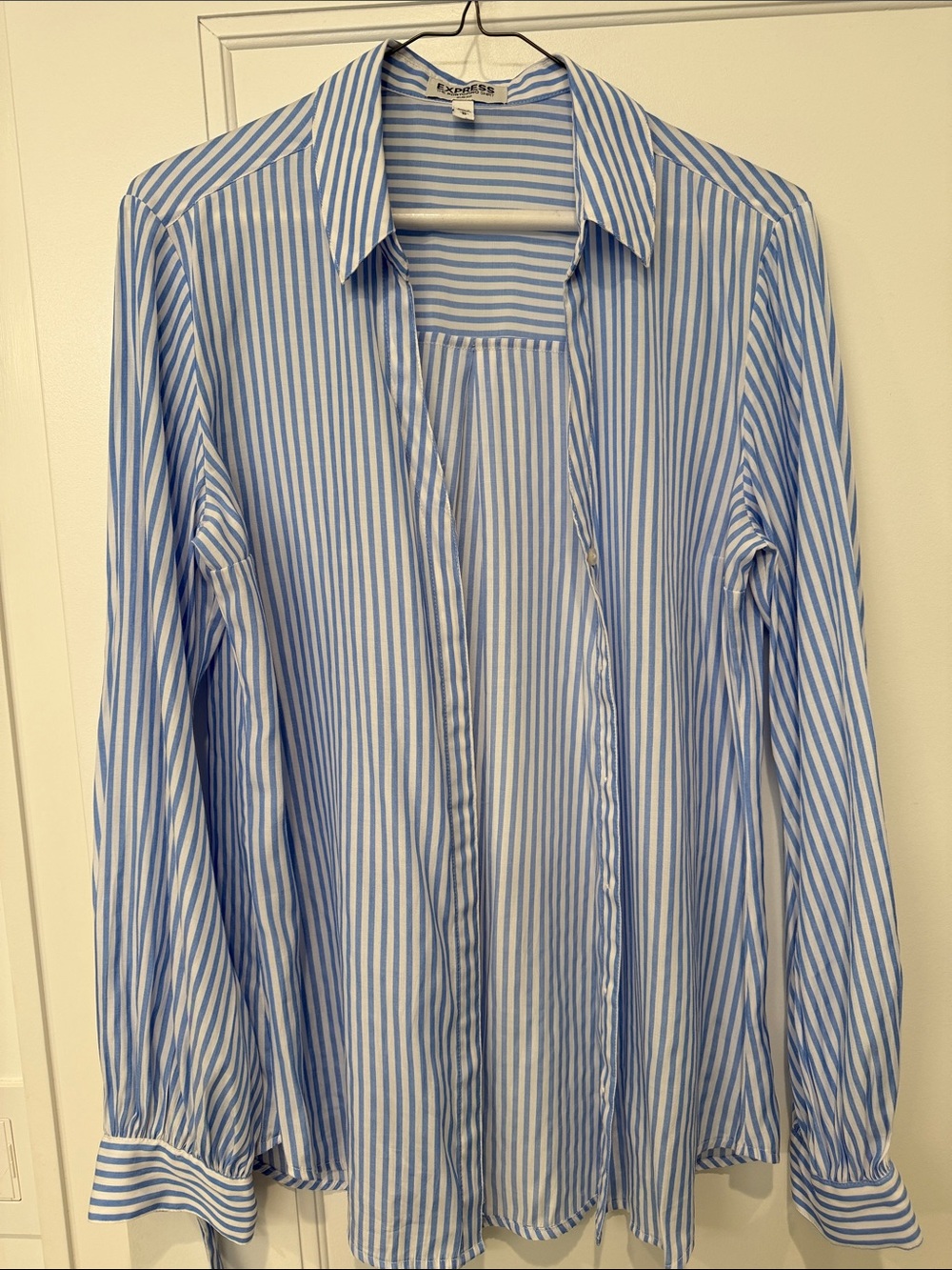 Express Light Blue and White Striped Dress Shirt